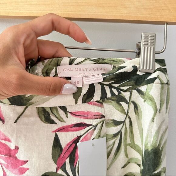 Gal Meets Glam Stevie Palm Print Linen Skirt and Top Set - Picture 11 of 13